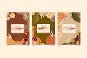 Free vector flat autumn cards collection