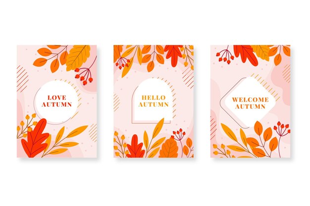 Free vector flat autumn cards collection