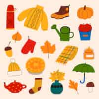 Free vector flat autumn celebration elements collection