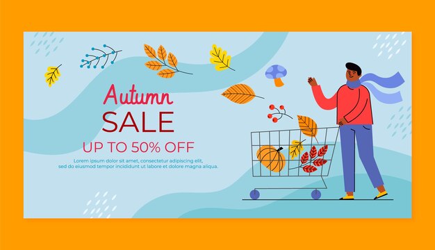 Flat autumn celebration sale banner template