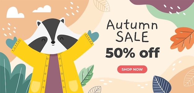 Flat autumn celebration sale banner template