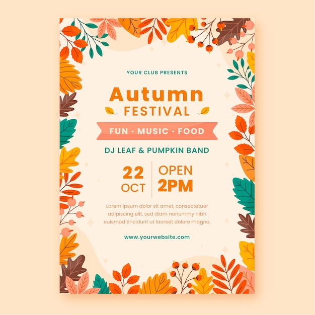 Free vector flat autumn celebration vertical poster template