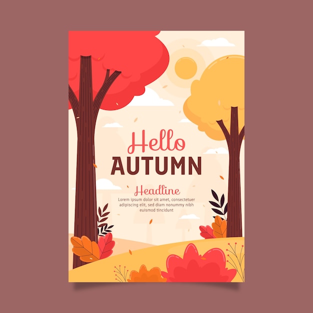 Free vector flat autumn celebration vertical poster template