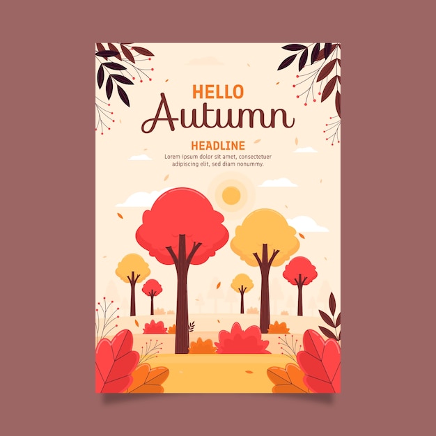 Free vector flat autumn celebration vertical poster template