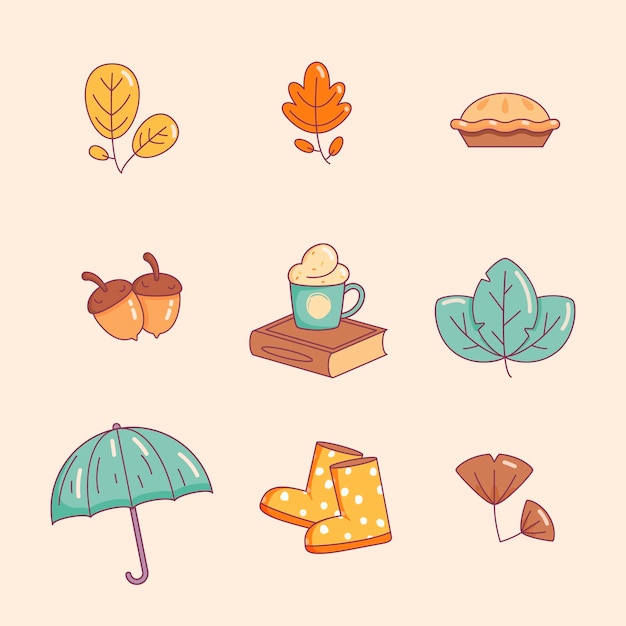 Free vector flat autumn elements collection