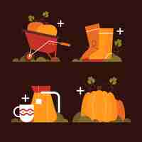 Free vector flat autumn elements collection