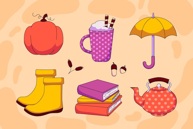 Free vector flat autumn elements collection