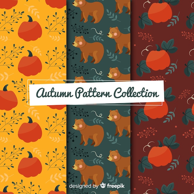 Free Vector flat autumn elements pattern collection