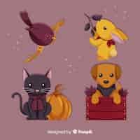 Free vector flat autumn forest animals collection