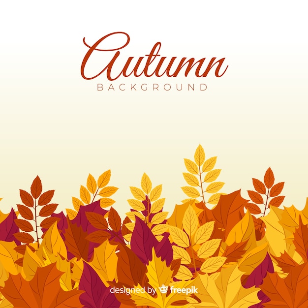 Flat autumn forest leaves background