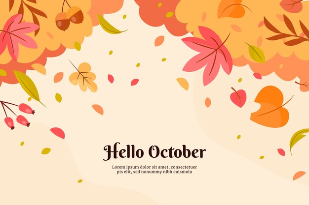 Flat autumn hello october background