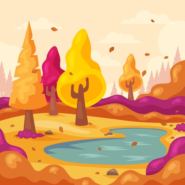 Flat autumn illustration