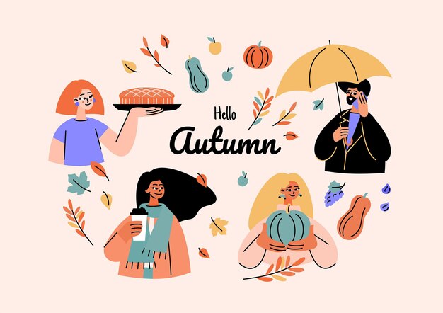 Flat autumn illustration