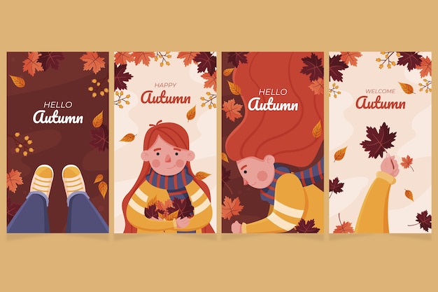 flat autumn instagram stories collection