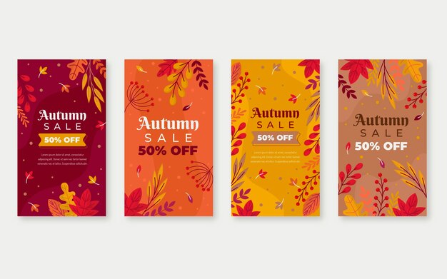 Flat autumn instagram stories collection