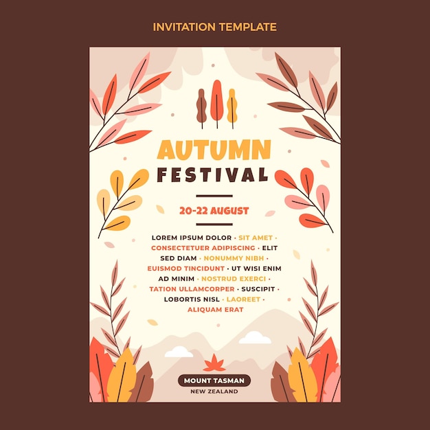 Free vector flat autumn invitation template