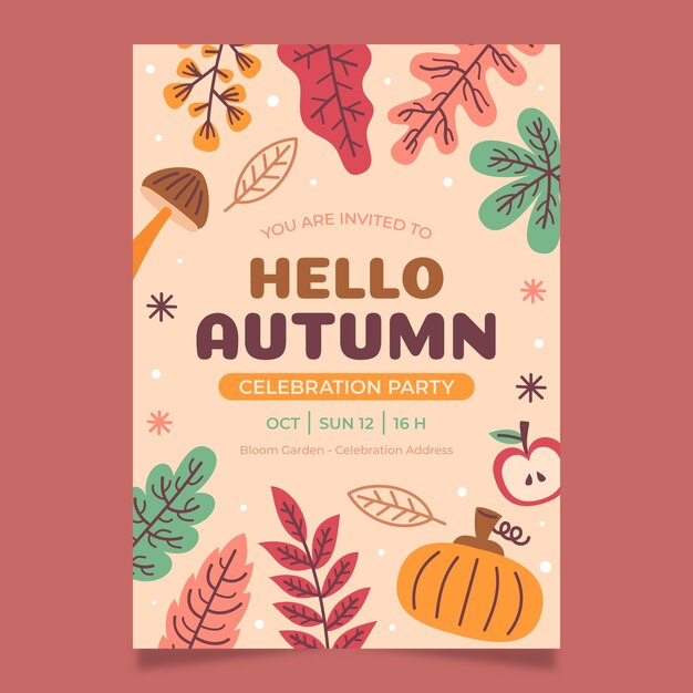Flat autumn invitation template