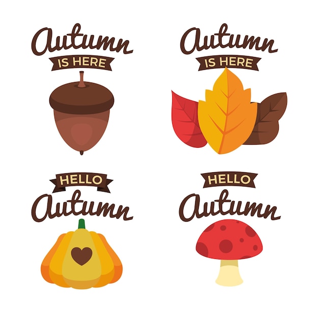 Free vector flat autumn labels collection