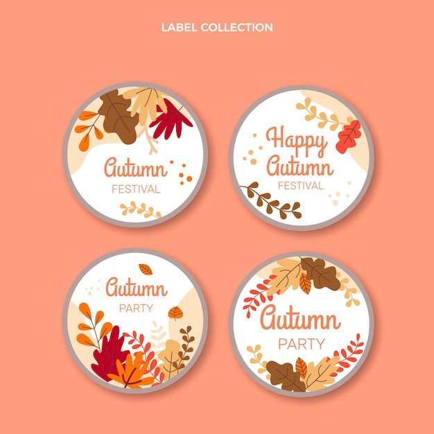 Free vector flat autumn labels collection