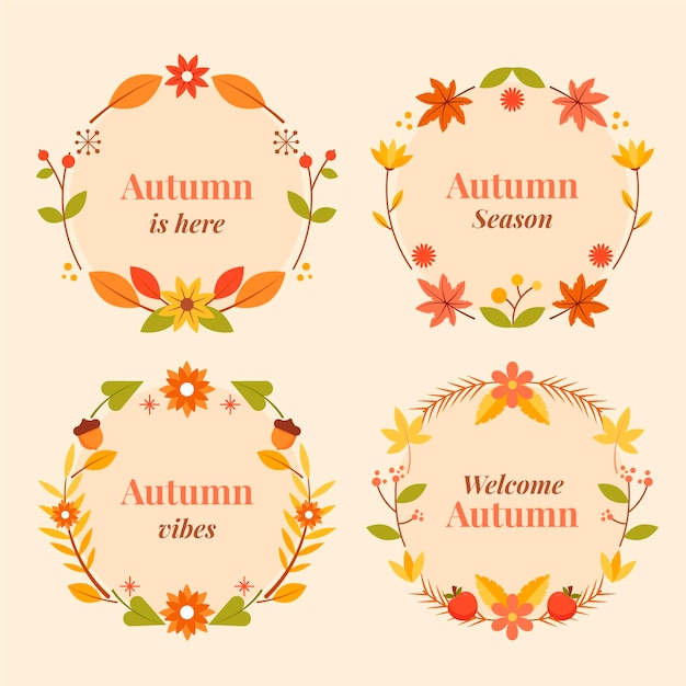 Free vector flat autumn labels collection