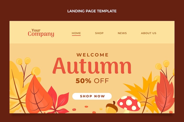 Flat autumn landing page template