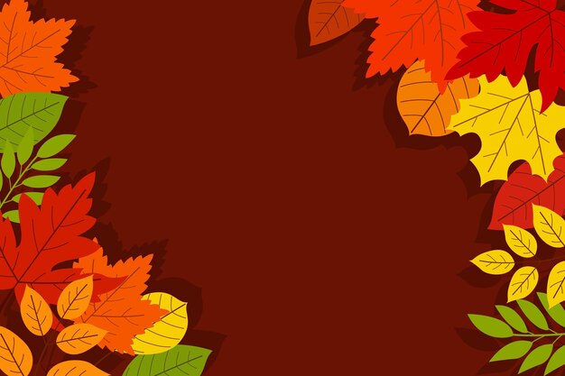 Flat autumn leaves background