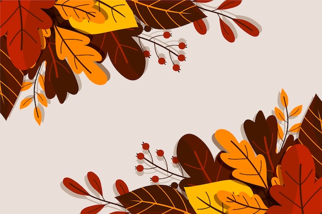 Flat autumn leaves background