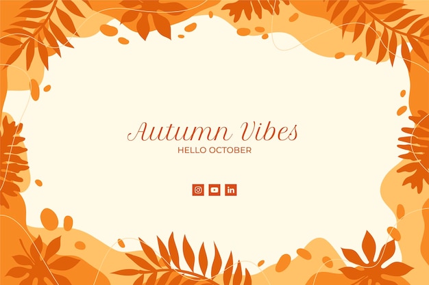 Flat autumn leaves background Free Vector