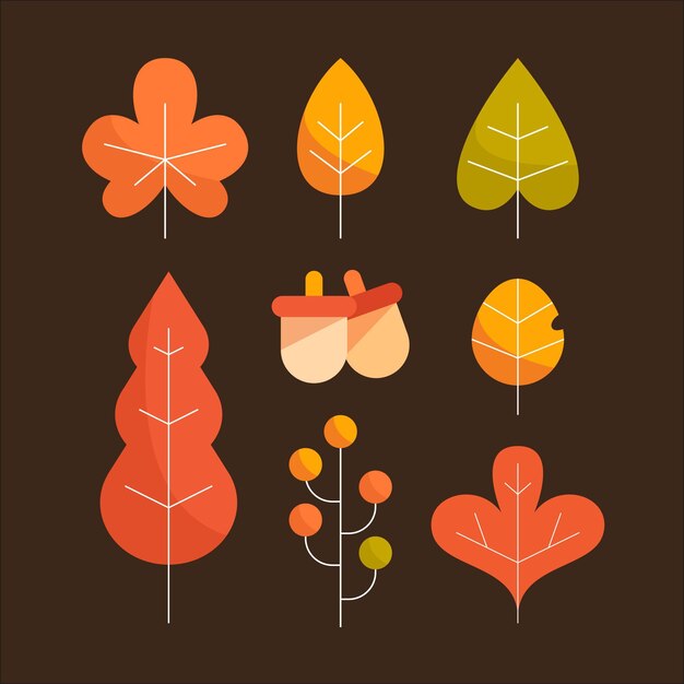 Flat autumn leaves collection