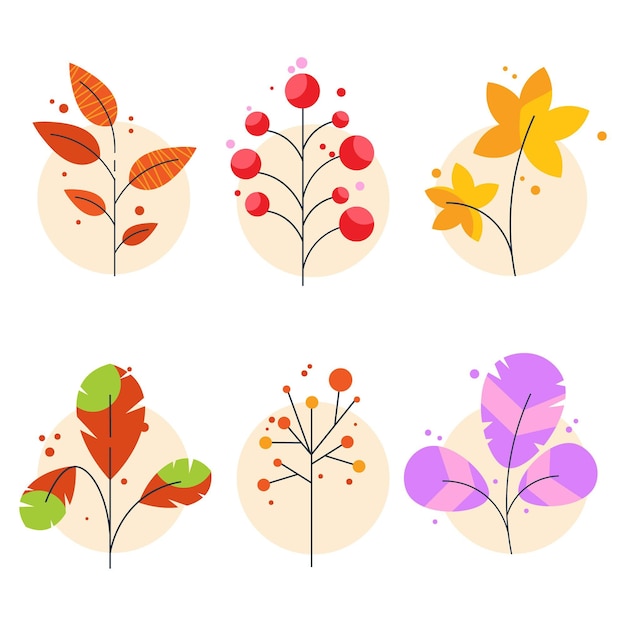 Free vector flat autumn leaves collection