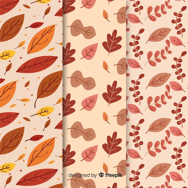 Flat autumn leaves pattern collection