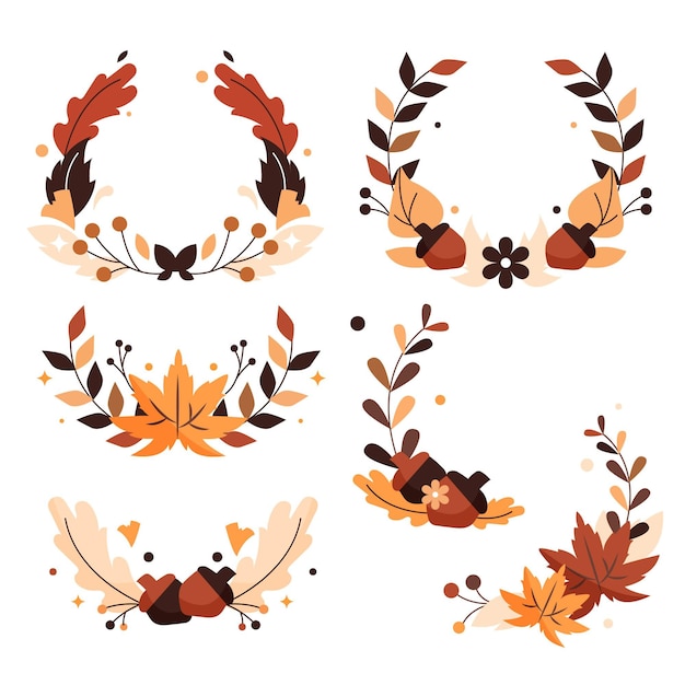 Free vector flat autumn ornaments collection