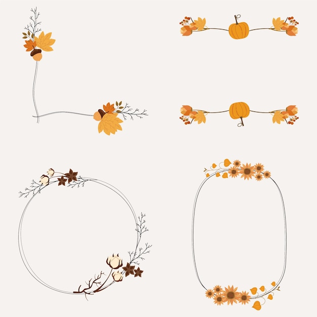 Free vector flat autumn ornaments collection