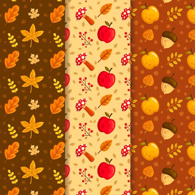 Flat autumn pattern collection