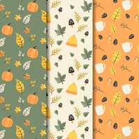 Free vector flat autumn pattern collection