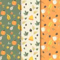 Free vector flat autumn pattern collection