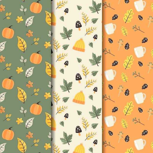 Flat autumn pattern collection