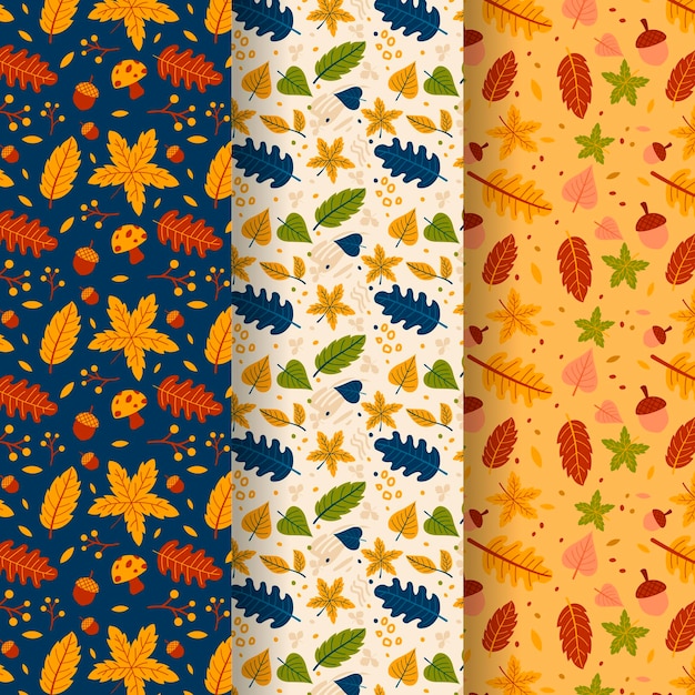 Flat autumn pattern collection