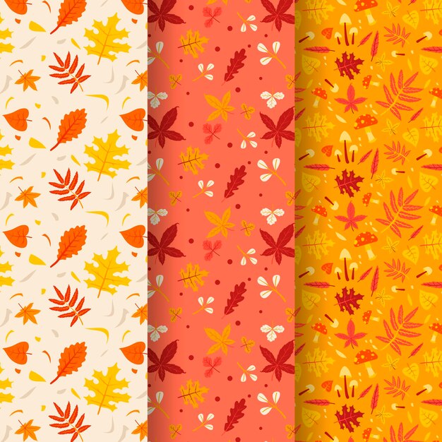 Flat autumn pattern collection