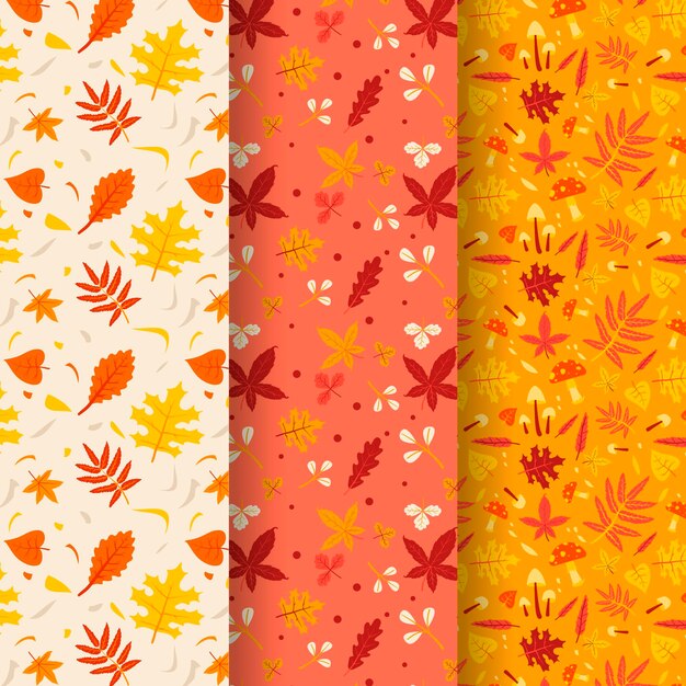 Flat autumn pattern collection