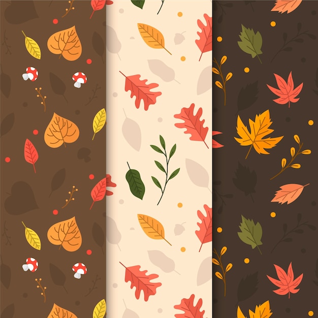 Free vector flat autumn pattern collection