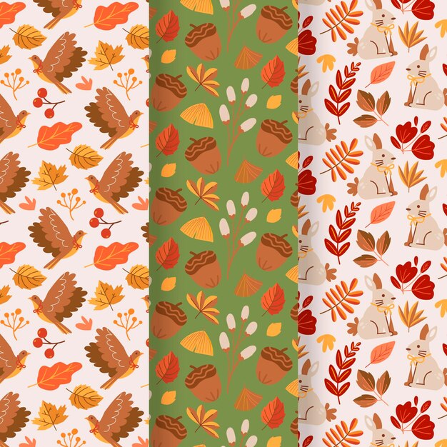 Free vector flat autumn patterns collection