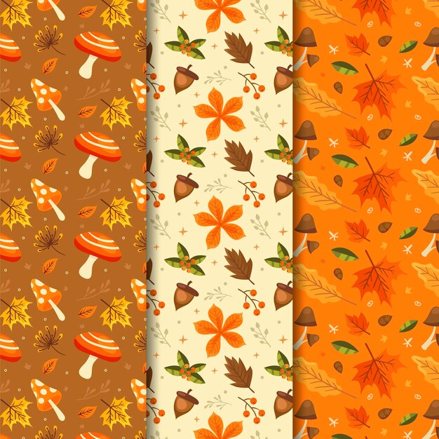 Free vector flat autumn patterns collection