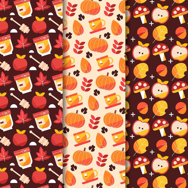 Free Vector flat autumn patterns collection