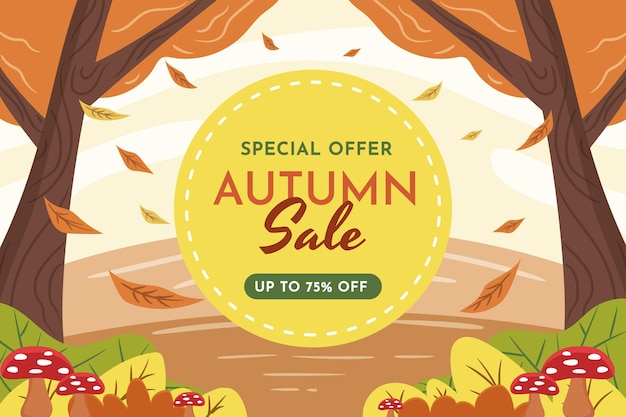 Flat autumn sale background