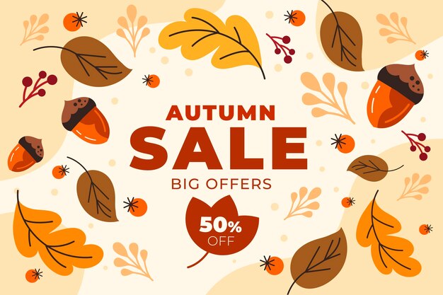 Flat autumn sale background