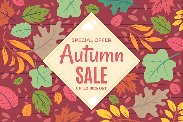 Flat autumn sale background