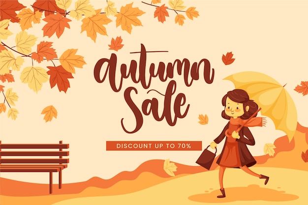 Free Vector flat autumn sale background