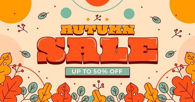 Flat autumn sale background