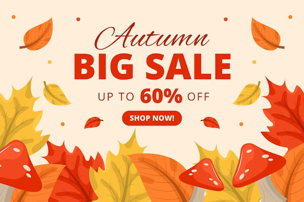 Flat autumn sale background